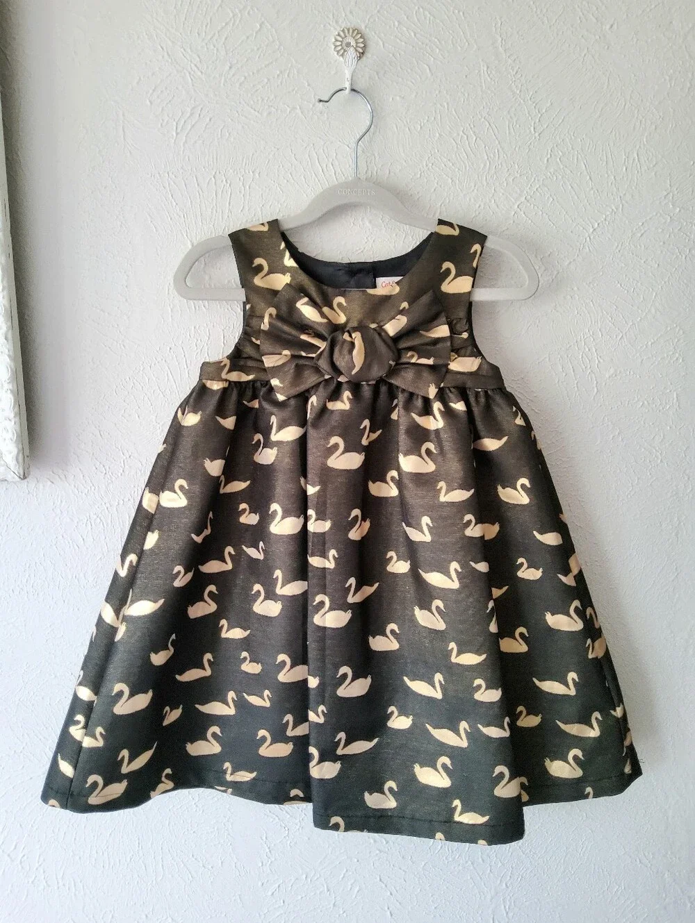CAT & JACK - Classic Jumper/Dress Black with Gold Swans Sz. ?
